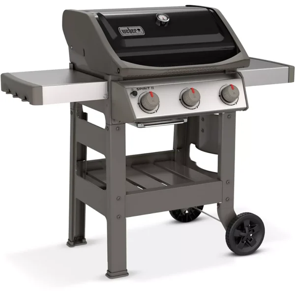 Barbecue gaz WEBER Spirit II E-310 noir grill e et plancha 3 bruleurs sur chariot, 60×44 cm