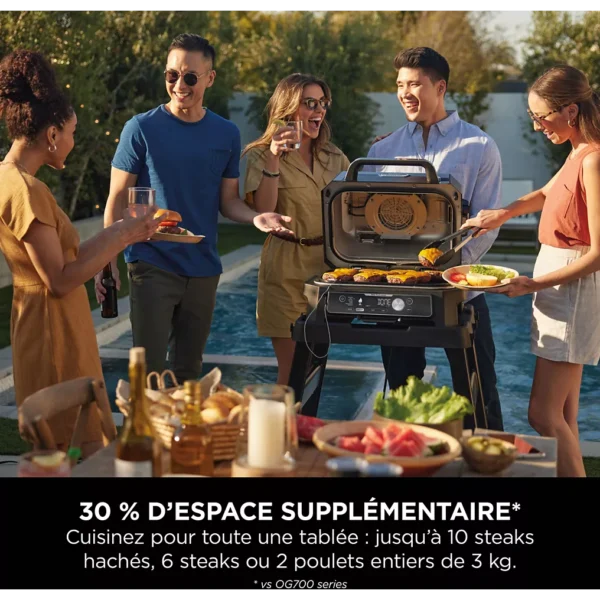 Barbecue électrique NINJA OG901EU Woodfire pro connect à poser, 44.5×26.5 cm