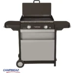 Plancha gaz CAMPINGAZ BLUE FLAME EXLD 2 brûleurs sur chariot, 60×40 cm
