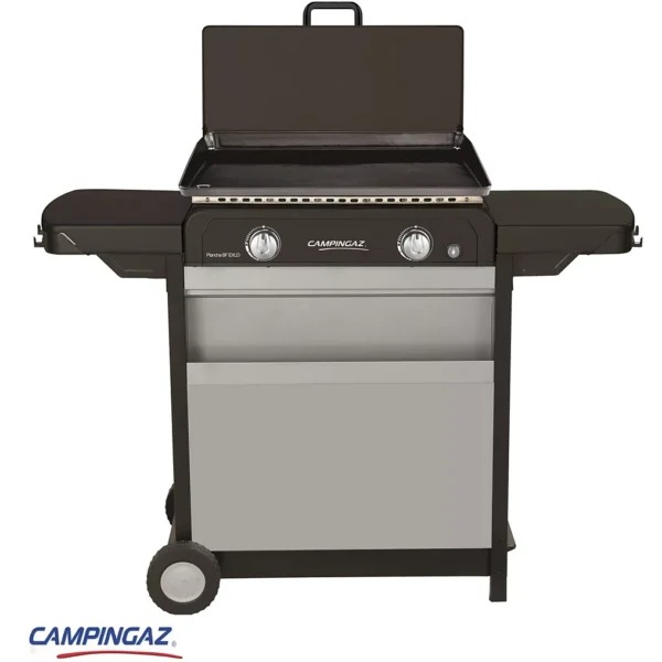 Plancha gaz CAMPINGAZ BLUE FLAME EXLD 2 brûleurs sur chariot, 60×40 cm