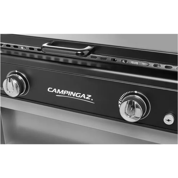 Plancha gaz CAMPINGAZ BLUE FLAME EXLD 2 brûleurs sur chariot, 60×40 cm