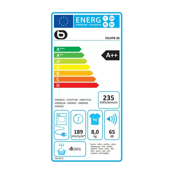 Sèche linge pompe à chaleur ESSENTIELB ESLHP8-3b