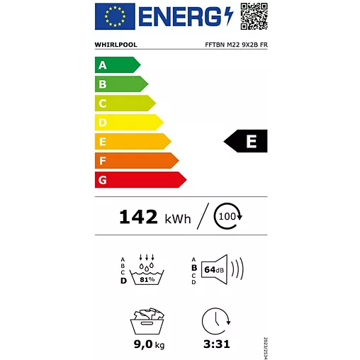 Sèche linge pompe à chaleur WHIRLPOOL FFTBNM229X2BFR + Kit de superposition