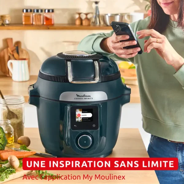 Cookeo Infinity, 17 modes de cuisson, Sans pale de mélange, Bleu Trust