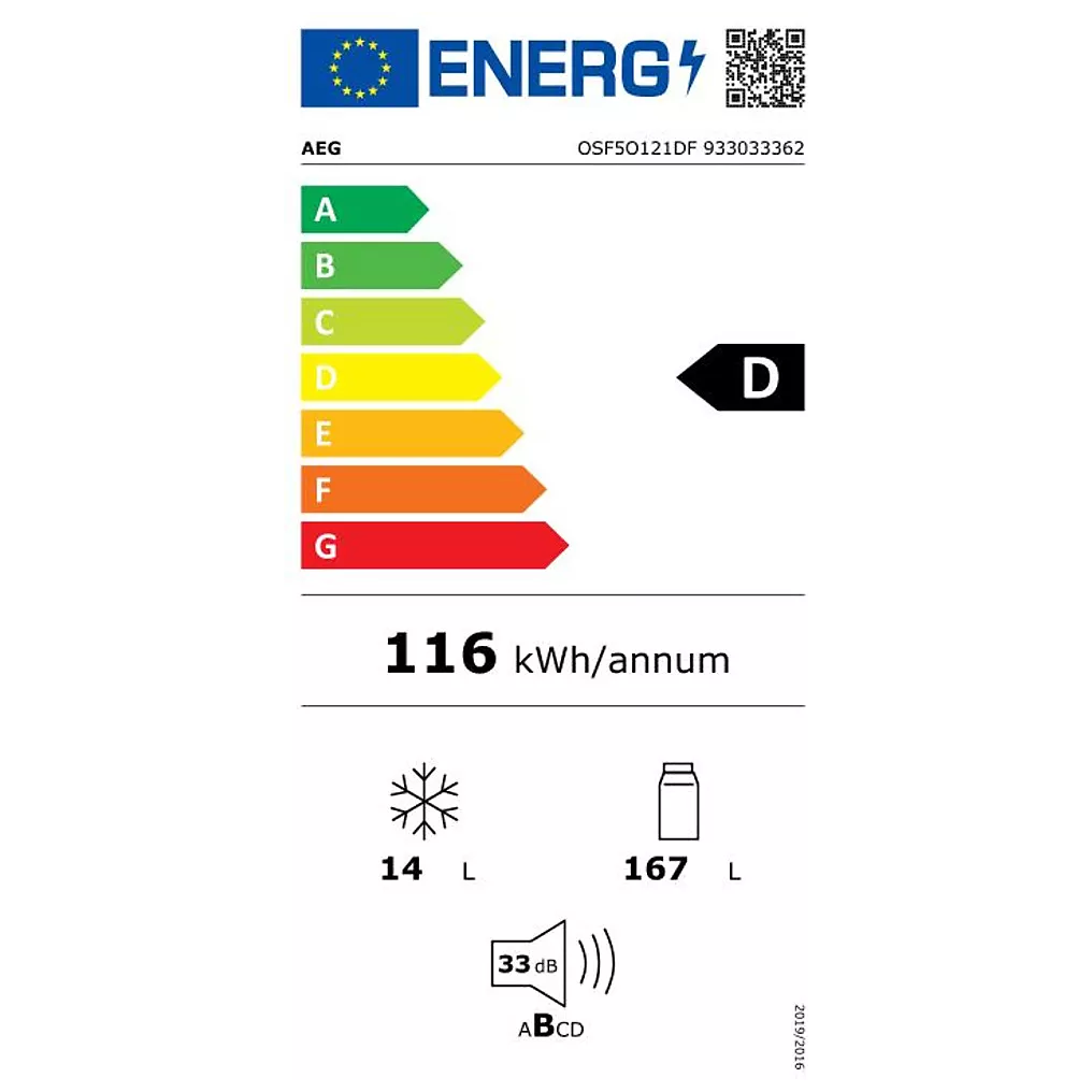 AEG Réfrigérateur 1 porte encastrable AEG OSF5O121DF OptiSpace